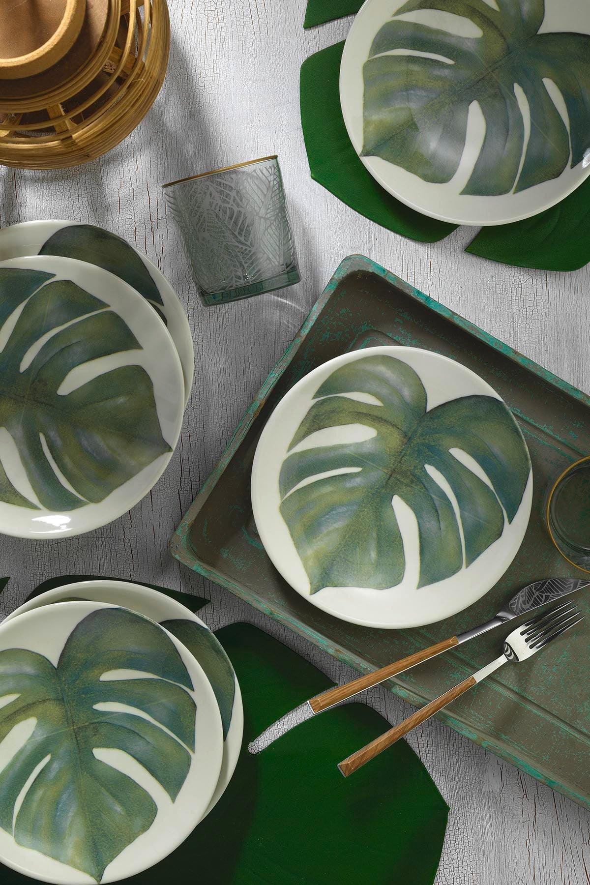 Set 6 farfurii pentru desert, Verde – Verde
