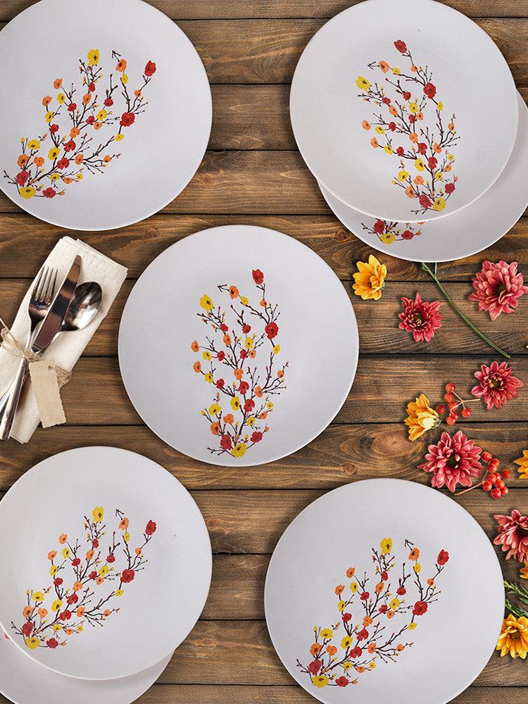 Set 6 farfurii Flori de Camp, Ceramica Alba, 26 cm – Alb