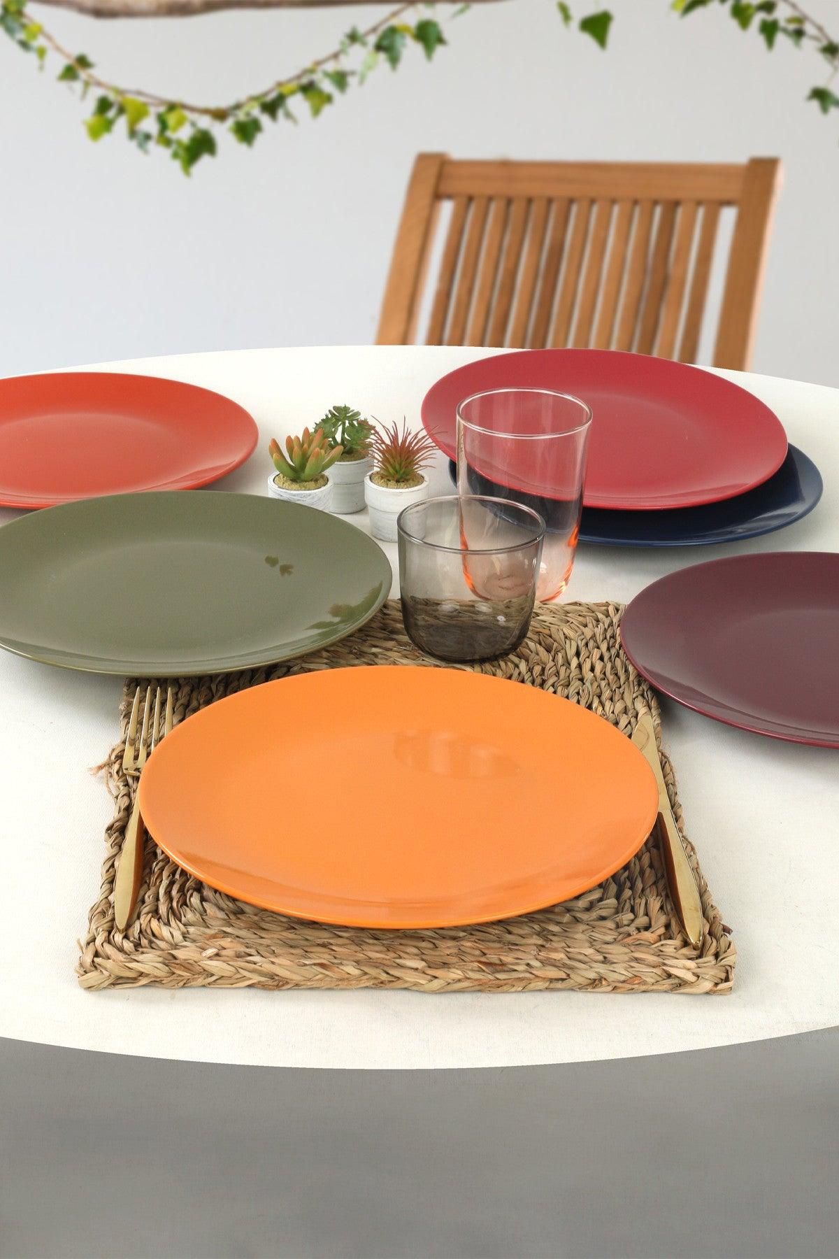 Set 6 Farfurii Uni Natura, Ceramica , Multicolor, 25 cm – Multicolor