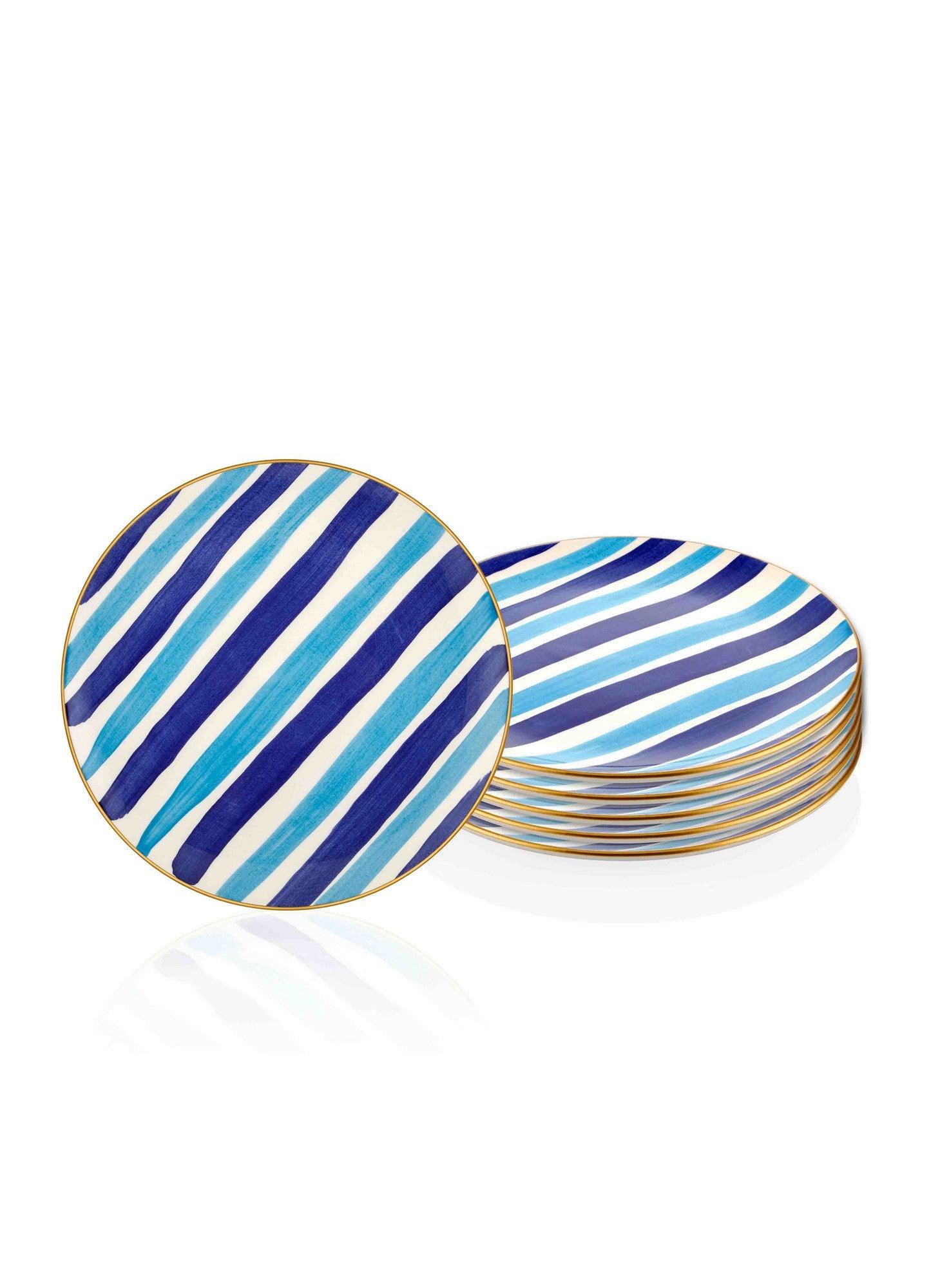 Set 6 Farfurii Linea, Ceramica, Albastru, 26 cm – Albastru