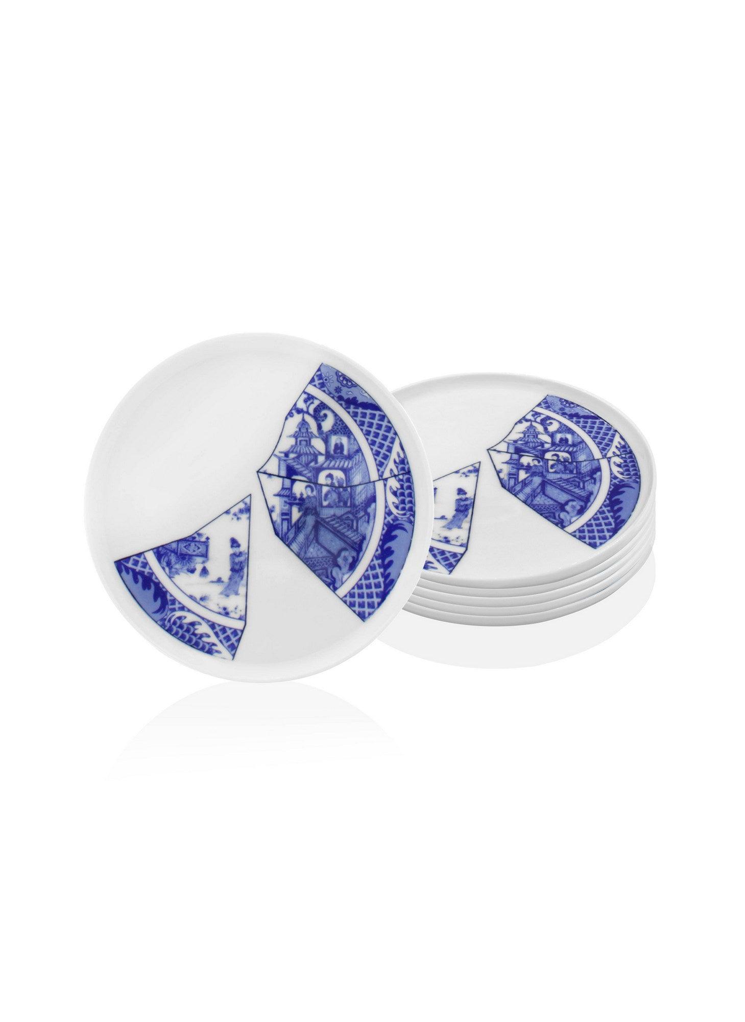 Set 6 Farfurii Maria Mini, Alb si Albastru, 20 cm – Alb