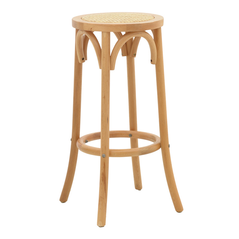 Scaun de bar Serzo lemn de fag si ratan, Natural, D36x71 cm – Natur