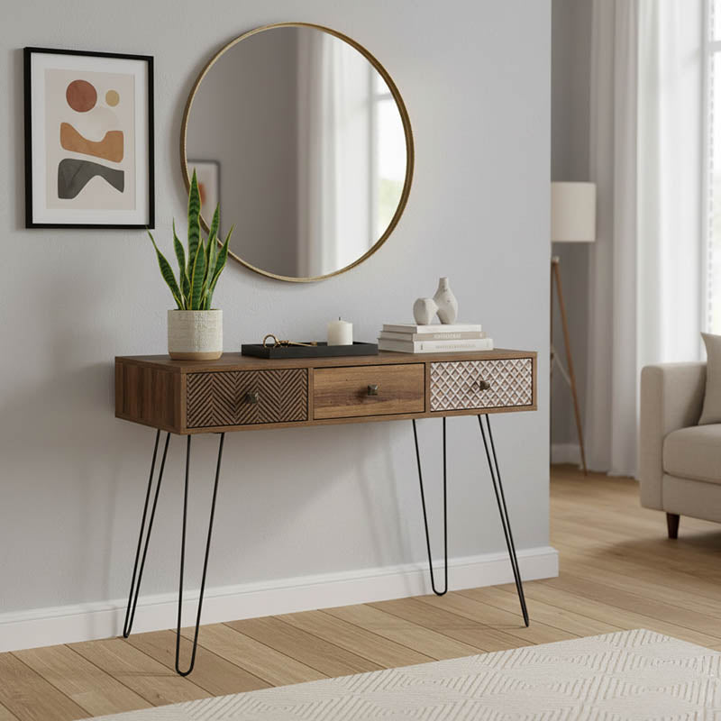 Consolă Boho, Lemn, nuc, 100x50x74 cm – Nuc