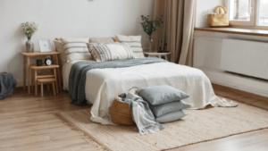 textile dormitor stil scandinav covoare draperii tesaturi nordice, legenda casei