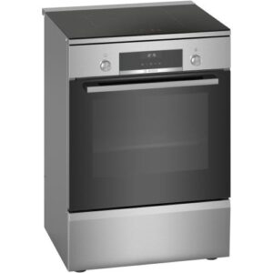 Aragaz Bosch HLS59D351, Electric, Plita inductie, 4 zone gatit, Control electronic, Cuptor electric, 66 L, Grill, Autocuratare EcolClean + hidrolitica, 3D Hotair, 2 suporti telescopici, sertar depozitare, Timer, 60 cm (Inox)