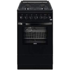 Aragaz mixt Zanussi ZCK57201BA, Cuptor Electric, Grill, 4 Arzatoare, Negru
