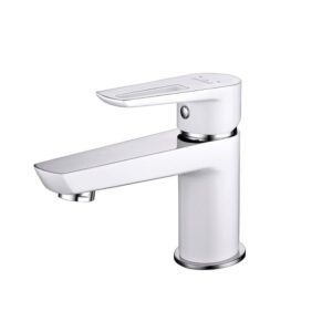 Baterie lavoar din alama sanitara, alb crom lucios, pipa fixa 10,6 cm, cu ventil inclus, Cersanit Mille