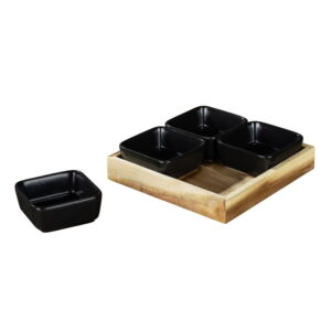 Boluri din ceramică neagră 4 buc. cu tavă Elo – Wenko
