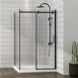 Cabina dus dreptunghiulara neagra 120×90 cm Mediterraneo, Panda Black