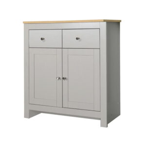 Comodă joasă gri, cu aspect de lemn de stejar 79×81 cm Emerald – Støraa