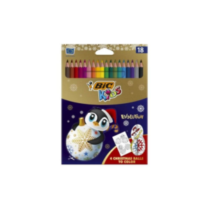 Creioane Colorate Bic Evolution Editie Limitata Christmas, 18 Buc/set, Culori Asortate