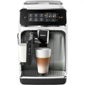 Espressor automat Philips 3200 LatteGo EP3249/70, 1500 W, 1.8 L, 15 bar, 12 setari de macinare, Rasnita ceramica, Filtru AquaClean, Setarea ECO, Alb/Gri