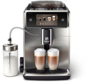 Espressor automat Saeco Xelsis Deluxe SM8785/00, Doua cesti, 1.7 L, 15 Bari (Negru/Argintiu)