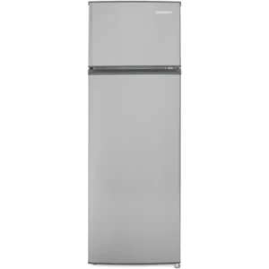Frigider cu 2 usi Daewoo DTS-240MEX, congelatorul sus, volum net 235L (194l + 41l), clasa E, control mecanic, usi reversibile, raft pentru sticle (Inox)