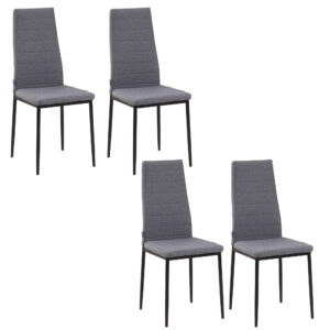 Scaune tapițate gri din metal și textil, stil modern, set 4 bucăți, 41x50x97 cm
