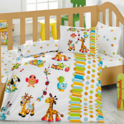 Lenjerie de pat pentru copii Cotton Box 129CTN2048, 100% bumbac, Ranforce (57 fire/cm2), 4 piese, Plic 100x150 cm, Cearceaf 100x150 cm, 2 fete de perna, Multicolor