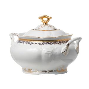 MARIE LOUISE decor AUR Supiera cu capac portelan Bohemia 3500 ml
