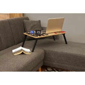 Masuta laptop, Hanah Home, Gusto 766, 60×24.5×35 cm, Pin Atlantic / Alb