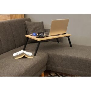 Masuta laptop, Hanah Home, Gusto Cats, 60×24.5×35 cm, Pin Atlantic / Alb