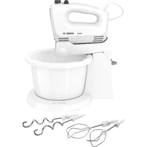 Mixer cu bol Bosch CleverMixx MFQ2600X, 400 W, 3 l, 4 viteze + Turbo, Alb