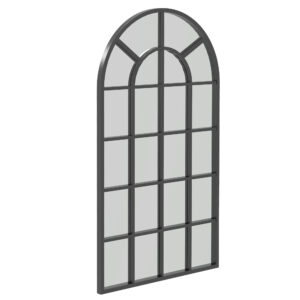 Oglindă arcuită pentru casă și birou cu suport de perete din sticlă groasă și metal, 62×2,5×110 cm, de culoare negru HOMCOM | Aosom Romania