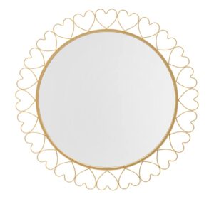 Oglinda de perete Hearts, Mauro Ferretti, Ø 80 cm, fier/MDF, auriu