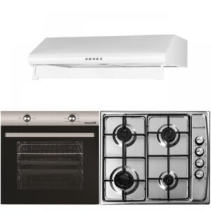Pachet Cuptor Incorporabil Hausberg HB-8051IN, Electric, 76 l, 4 Functii, Clasa A + Plita Incorporabila Hausberg HB-555, 4 arzatoare, Gaz, Inox + Hota traditionala Hausberg HB-1225, 420 m3/h, 2 motoare, 60 cm, Alb