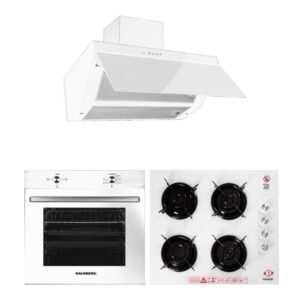 Pachet Incorporabil Cuptor electric Hausberg HB-8051AB, Clasa A, 76L, 2000W, Plita incorporabila Hausberg HB-563AB, Gaz, 4 arzatoare, Hota Incorporabila decorativa HB-1275AB, 60 cm, absorbtie 450m3/h, Filtru aluminiu, Alb