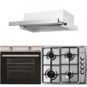 Pachet Incorporabil Cuptor electric Hausberg HB-8051IN, Clasa A, 76L, 2000W, Negru/Inox, Plita Incorporabila HB-555, 4 arzatoare, Gaz, Inox, Hota incorporabila telescopica HB-1285IN, Putere de absorbtie 420 m3/h, 2 motoare, 60 cm, Inox/Alb
