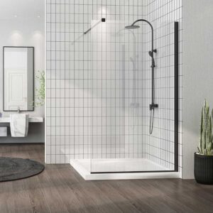 Paravan dus sticla securizata easy clean,walk-in negru mat 80×200 cm, Mediterraneo, Foxy