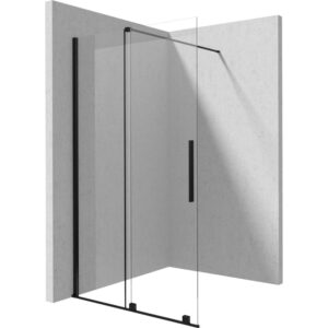 Paravan dus sticla securizata walk-in cu usa glisanta, 100×195 cm, negru mat, Deante Prizma