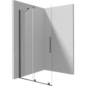 Paravan dus sticla securizata walk-in cu usa glisanta, 100×195 cm, titan, Deante Prizma