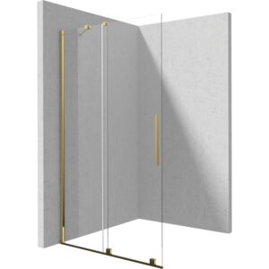 Paravan dus sticla securizata walk-in cu usa glisanta, 120×195 cm, auriu lucios, Deante Prizma