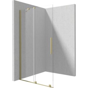 Paravan dus sticla securizata walk-in cu usa glisanta, 120×195 cm, auriu periat, Deante Prizma