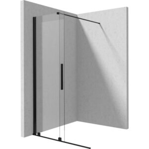 Paravan dus sticla securizata walk-in cu usa glisanta, 120×195 cm, negru mat, Deante Prizma