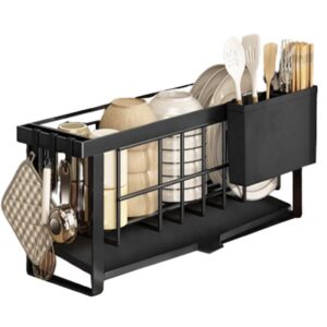 Raft scurgator vase, Quasar & Co, pentru spatii inguste, 3 carlige, 57,5 x 16,5 x 21 cm, metal, negru