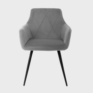 Scaun tapițat gri din catifea și metal, stil modern, pentru sufragerie și birou, 61x56x86 cm