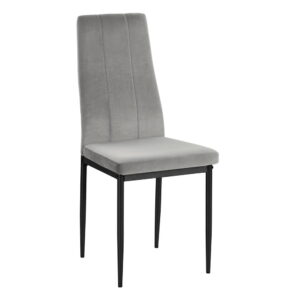 Scaune dining tapițate gri din catifea, set de 2 bucăți