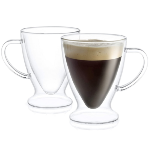 Set 2 cani cu pereti dubli, Quasar & Co, sticla termorezistenta, 300 ml, transparent