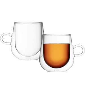 Set 2 cani cu pereti dubli, Quasar & Co.®, sticla termorezistenta, 250 ml, transparent