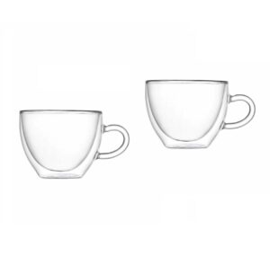 Set 2 cesti cu perete dublu Cappuccino, Brandani, 320 ml, 10.5×8 cm, sticla