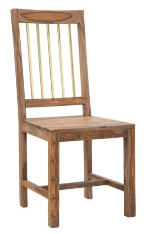 Scaune dining din lemn de sheesham natural, stil rustic, set 2 bucăți