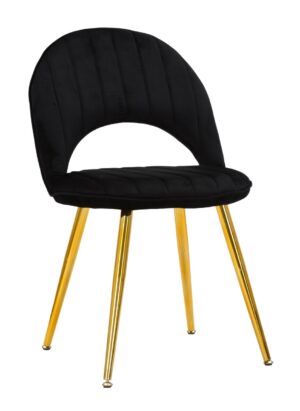 Scaune dining tapitate negre din catifea și lemn de pin, stil rustic, set 2 bucăți, 52x48x78 cm