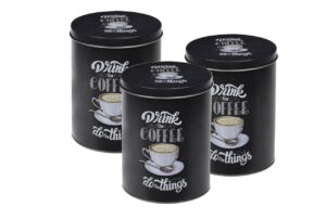 Set 3 recipiente pentru cafea Drink Coffee, 10.5×14 cm, aluminiu, negru