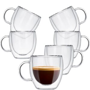 Set 6 cesti cu pereti dubli Quasar & Co.®, espresso/ristretto, termorezistente, 6×80 ml, sticla borosilicata, transparent