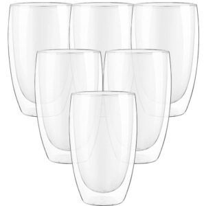Set 6 pahare cu pereti dubli, Quasar & Co, termorezistente, 450 ml, sticla, transparent