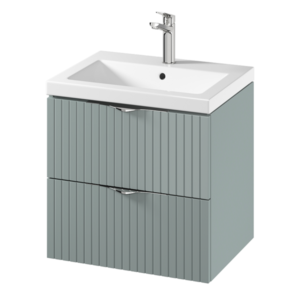 Set dulap baie suspendat 2 sertare lavoar inclus, 60 cm, culoare fiord mat, MDF, Cersanit Tirso