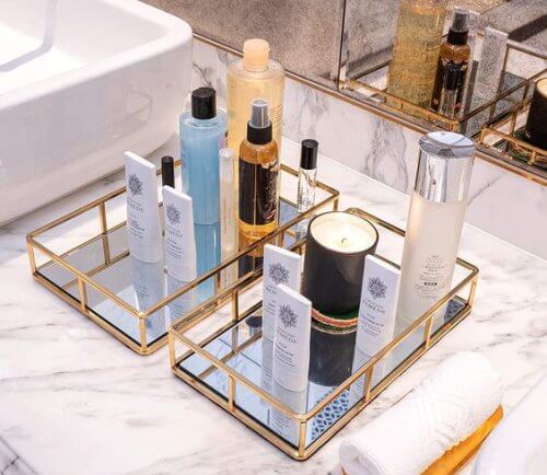 accesorii baie tavă cu oglindă pentru cosmetice legenda casei