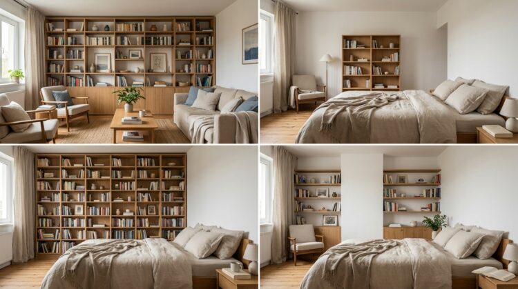 biblioteca dormitor vs living legenda casei