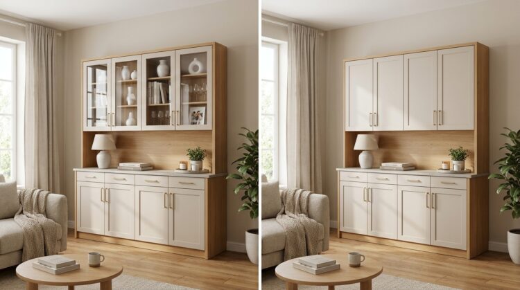 bufet cu vitrina vs bufet plin living sau bucatarie legenda casei